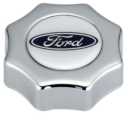 Engine Oil Filler Cap Screw-In Type Blue Oval Ford Logo Chrome Ford Racing