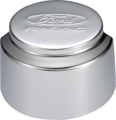 Engine Valve Cover Breather 3 Inch Diameter Ford Logo Push-In Style w/Hood Chrome Ford Racing