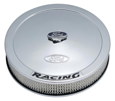 Air Cleaner Kit Chrome Embossed Ford Logo with Black Lettering 13 Inch Diameter Ford Racing