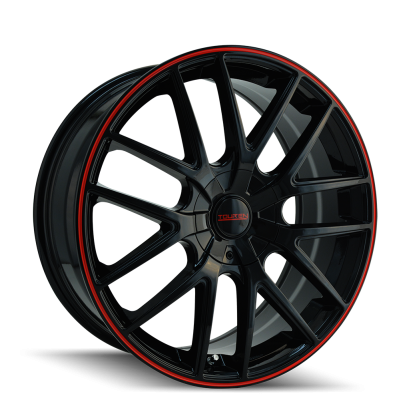 Touren Wheels TR60 3260 Gloss Black With Red Ring 20X8.5 5-108/5-114.3 40MM 72.62MM