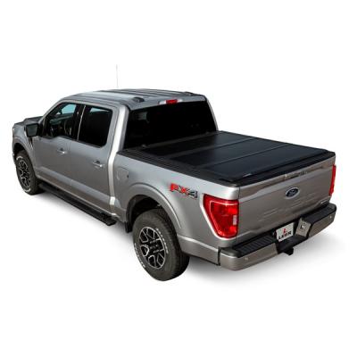 22-25 Nissan Frontier 3 Panel Hard Folding Tonneau Cover Truck Bed Topper 4 Foot 10 Inch With or Without Track Black Leer