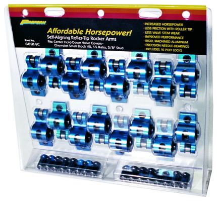Aluminum Roller-Rocker Arms. Ford SB 1.6 Ratio 3/8 in Stud. Proform