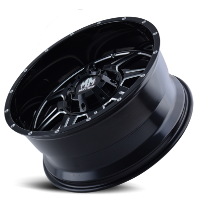 Mayhem Offroad Wheels Monstir 8100 GB 17x9 Milled Spokes Black -12 Off Set 5 Lug 4.53 BSM 87 Bore 114.3 Bolt Circle Cast Aluminum