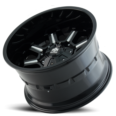Mayhem Offroad Wheels Combat 8105 GB 17x9 Milled Spokes Gloss Black -12 Off Set 5 Lug 4.53 BSM 87 Bore 114.3 Bolt Circle Cast Aluminum
