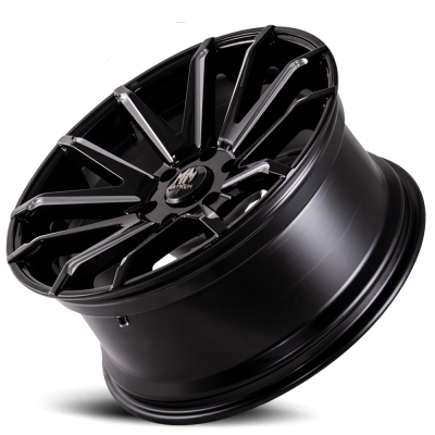 Mayhem Luxury Wheels Crossfire 8109 22x9.5 Milled Spokes Gloss Black 10 Off Set 6 Lug 5.64 BSM 78.3 Bore Cast Aluminum