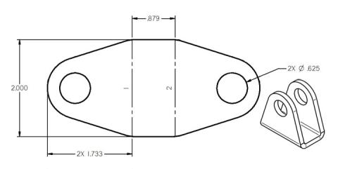 4-Link Rod End Bracket .875 Inch Wide For 3/4 x 5/8 Inch Heim Ridetech