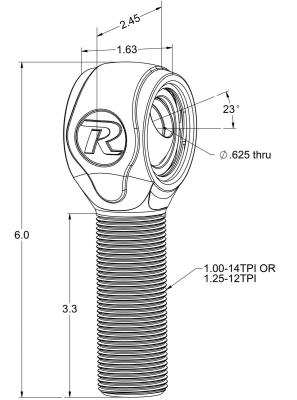 R-Joint Xl 1 -14Right Hand   Spacers To Create 9/16 Inch I.D And 2-5/8 Inch Width Ridetech