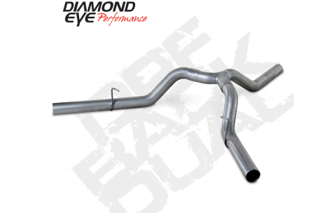 DPF Back Exhaust RAM Exhaust Dual Split Rear 2014 RAM 2500 CC Short Box 4 Door 4 Inch Stainless Diamond Eye