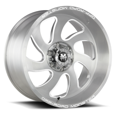 Aluminum Wheels 22x12 M07 BFS Series Brushed Face Silver 5 On 127 Bolt Pattern -44 Offset Off Road Monster