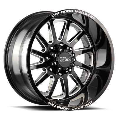 Aluminum Wheels 20x10 M17 GBML Series Milled Gloss Black 5 On 127 Bolt Pattern -19 Offset Off Road Monster