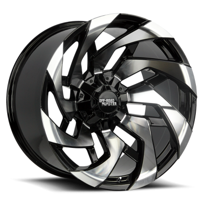Aluminum Wheels 20x10 M24 GBM Series Machined Gloss Black 5 On 127/5 On 139.7 Bolt Pattern -19 Offset Off Road Monster