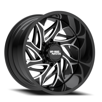 Aluminum Wheels 22x12 M28 GBML Series Milled Gloss Black 5 On 127/5 On 139.7 Bolt Pattern -44 Offset Off Road Monster
