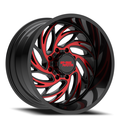 Aluminum Wheels 20x10 M29 GBMLR Series Gloss Black/Candy Red 8 On 165.1 Bolt Pattern -19 Offset Off Road Monster