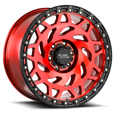 Aluminum Wheels 20x9.5 M50 RBR Series Candy Red/Black Ring 5 On 127 Bolt Pattern -12 Offset Off Road Monster