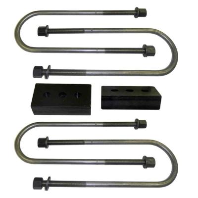 Rear Lift Block and U-Bolt Kit Heavy Duty 1 Inch For 04-13 F150 4x4 W/ OEM Block Dual Center Bolts SuspensionMaxx