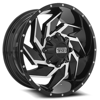 Aluminum Wheels 22x12 Razor T-22 Black Milled 5 On 114.3/5 On 127 Bolt Pattern -44 Offset Twisted Off-Road