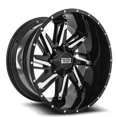 Aluminum Wheels 20x9 Wraith T-23 Gloss Black Machined 6 On 135/6 On 139.7 Bolt Pattern 18 Offset Twisted Off-Road