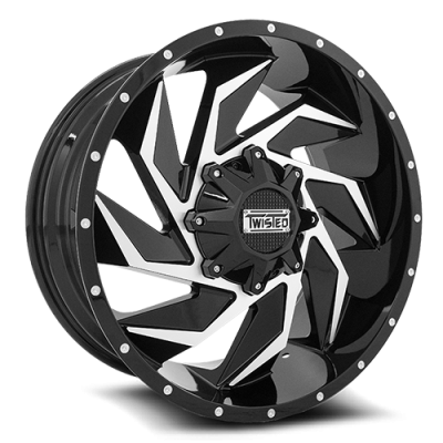 Aluminum Wheels 20x9 Billet T-25 Black MIlled 5 On 114.3/5 On 127 Bolt Pattern -12 Offset Twisted Off-Road