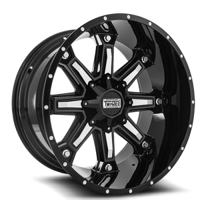 Aluminum Wheels 20x9 Vixon T-27 Gloss Black Machined 5 On 114.3/5 On 127 Bolt Pattern -12 Offset Twisted Off-Road
