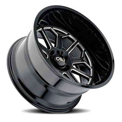 Cast Aluminum Wheels Auburn 9117 BM 24x14 Milled Gloss Black 6 On 135 Bolt Pattern -76 Offset Cali Offroad Wheels