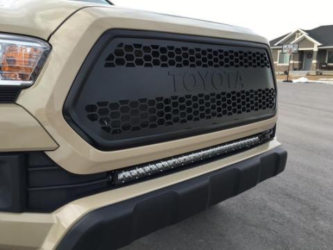 16-21 Tacoma 32 Inch Lower Bumper Flush Slim Light Bar Kit 32 inch OSRAM LED Single Light Bar Amber Bumper Light Bar Blue Backlight Small Cali Raised LED