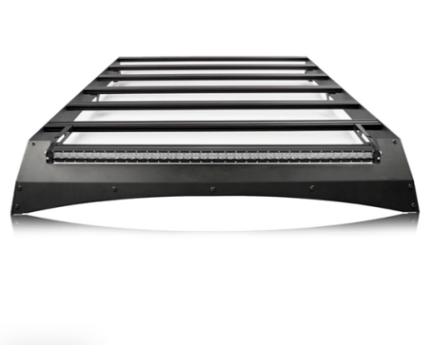 2014-2021 Tundra Crew Max Premium Roof Rack - 52 in Dual Row Spot Beam LED Light Bar - Blue - Tall Light Kit Cali Raised LED