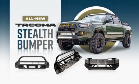 16-Up Tacoma Stealth Bumper 32 Inch LED Bar Spot Beam Bumper Light Bar-Blue-Tall No 2nd LED Bar No Winch No D-Ring Cali Raised LED