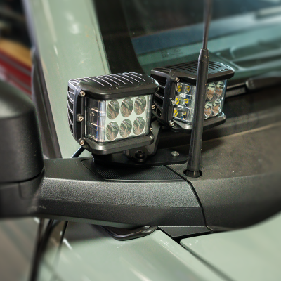 Ditch Light Mount Kit Fits 21-Present Ford Bronco Raptor - (2) 3X2 18W Amber LED Pods/(2) 27W Side Projecting LED Pods Cali Raised LED