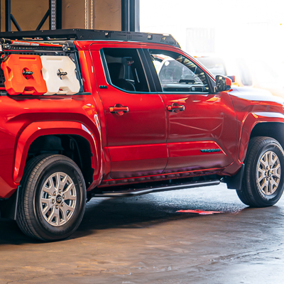 Step Edition Rock Slider For 24-Present Toyota Tacoma/Double Cab Long Bed W/ No Kick Out/No Filler Plate/Powdercoat Cali Raised LED