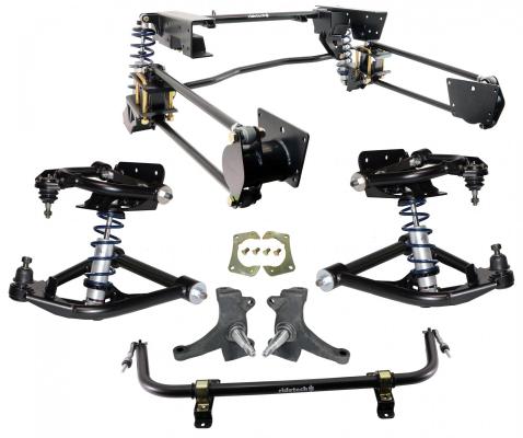 TQ Coil-Over System For 1973-1987 C10 Front And Rear TQ Coil-Overs Front Upper And Lower Strongarms Bolt-On 4-Link Drop Spindles And Front Sway Bar Ridetech