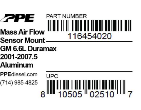 LBZ/LLY/LB7 Mass Airflow Sensor Block Weld On Aluminum PPE Diesel