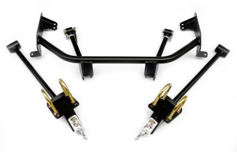 Bolt-On 4-Link W/ Double Adjustable Bars For 1960-1964 Galaxie R-Joints Bars Bolt-On Cradle Axle Brackets And Hardware Powder Coated Black For Use W/ Shockwaves Or Coil-Overs Sold Separately Ridetech