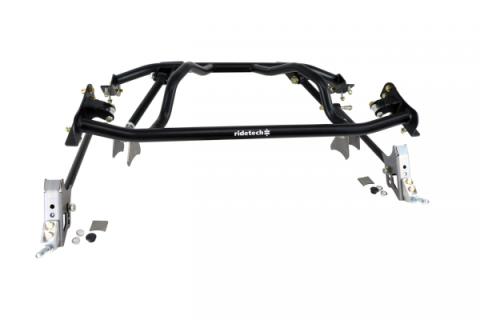 Bolt-On 4-Link For 1961-1965 Falcon R-Joints Adjustable Upper Bars Fixed Lower Bars Bolt-On Cradle Axle Brackets And Hardware Powder Coated Black For Use W/ Shockwaves Or Coil-Overs Sold Separately Ridetech