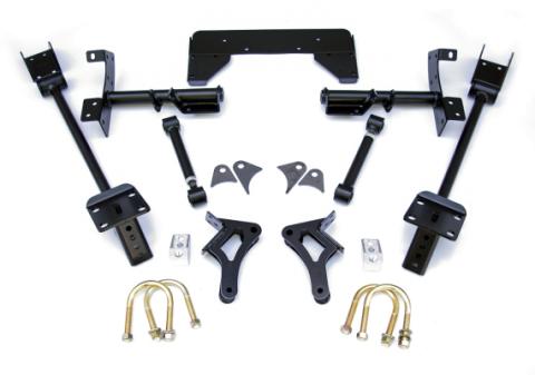 Bolt-On 4-Link W/ Double Adjustable Bars For 1970-1974 Mopar E-Body R-Joints Bars Bolt-On Cradle Axle Brackets And Hardware Powder Coated Black For Use W/ Shockwaves Or Coil-Overs Sold Separately Ridetech