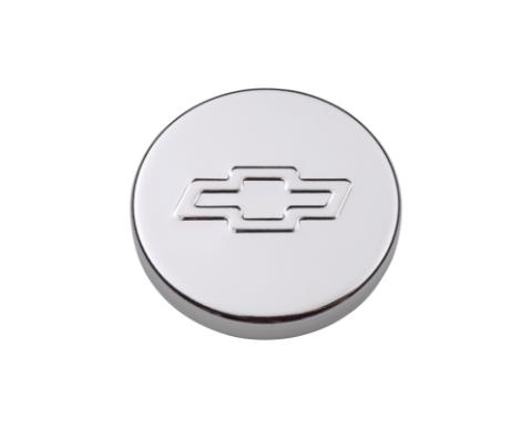 Engine Oil Filler Cap Push-In Style 1.22 Hole Embossed Bowtie Logo Chrome Chevrolet Performance Parts