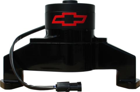 Electric Engine Water Pump Aluminum Black with Bowtie Logo Fits BB Chevy Chevrolet Performance Parts