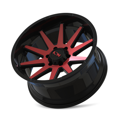 Cast Aluminum Wheels 143 RD 20x9 Red Machined Face Gloss Black 5 On 127 Bolt Pattern 0 Offset ION Wheels