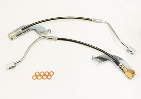 Mustang Brake Hose Kit W/O ABS Rear 99-04 Ford Mustang Stainless Steel Clear Cover J&M Products