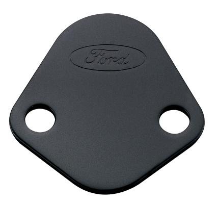Fuel Pump Block-Off Plate Black Crinkle with Ford Oval Fits 289-351W Ford V8's Ford Racing