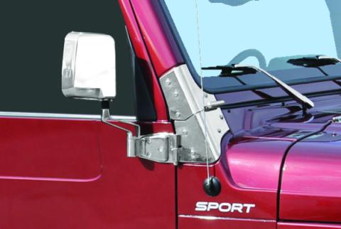 Jeep TJ Windshield Hinge Pair 97-06 Wrangler TJ Polished Silver Kentrol