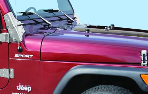 Jeep TJ/JK Windshield Tie Down Kit 97-18 Wrangler TJ/JK Polished Silver Kentrol