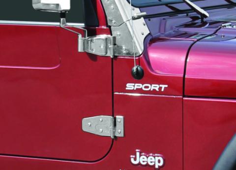 Jeep TJ Door Hinge Set 4 Pieces 97-06 Wrangler TJ Polished Silver Kentrol