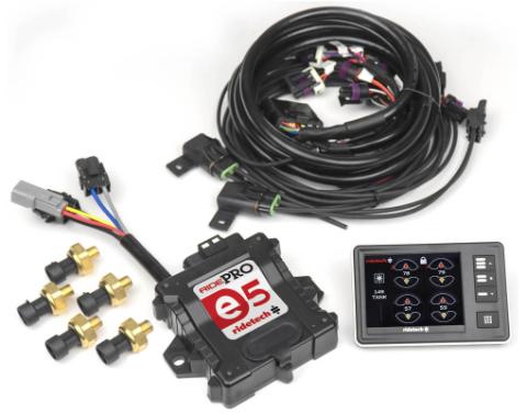 Bigred Ridepro E5 Air Suspension Control System W/ 5 Gallon Tank 2 Air Compressors 5 Gallon Tank Bigred Electric Valve Touch Screen Display Ecu Pressure Sensors Wiring Harness 1/4 Inch Airline And Fittings Ridetech