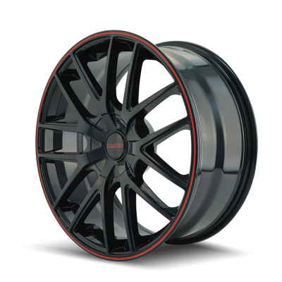 Touren Wheels TR60 3260 Gloss Black With Red Ring 20X8.5 5-108/5-114.3 40MM 72.62MM