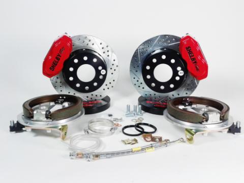 Brake System 13 Inch Rear SS4+ w/Park Brake Shelby Logo Red 67-73 Mustang 8 or 9 Inch Rear BAER Brakes