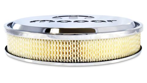 Air Cleaner Kit 14 Inch Diameter Aluminum Polished Recessed Blue MOPAR Emblem Proform