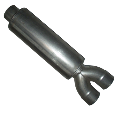 Diesel Exhaust Muffler 32 Inch Round 4 Inch Center/ Dual Aluminized Performance Louvered Exhaust Muffler Diamond Eye