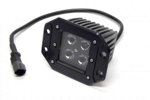 3.0 X 3.0 Inch 16W Square Flush Mount LED Light Flood 1,440 Lumens Each Black Series Southern Truck Lifts