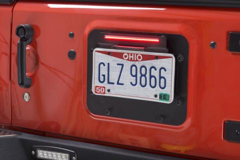 Jeep JK BackSide License Plate Mount with LED's 07-18 Wrangler JK Textured Black Kentrol