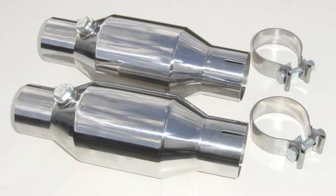 Universal High Flow 2.5 Inch Mini Catalytic Converters Metallic Substrate 304 Stainless Steel Pypes Performance Exhaust